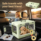 Foldable Hard Cat Carrier, Transparent Pet Crate for Cats & Small Dogs, Collapsible Travel Kennel with Ventilation & Urine Pad Mesh Grid, Portable Travel cage, Essential for pet Travel - White - Size 20*12.59*12.2in