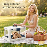 Foldable Hard Cat Carrier, Transparent Pet Crate for Cats & Small Dogs, Collapsible Travel Kennel with Ventilation & Urine Pad Mesh Grid, Portable Travel cage, Essential for pet Travel - Yellow - Size 20*12.59*12.2in