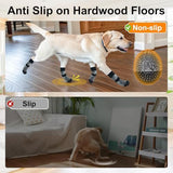 4PCS Dog Socks to Prevent Licking Paws for Hot/Cold Pavement | Puppy Boots & Paw Protectors for Hardwood Floors Anti Slip, Socks with Grippers Prevent Scratching for Senior Dog - Beige - Size L