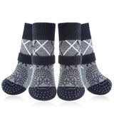 4PCS Dog Socks to Prevent Licking Paws for Hot/Cold Pavement | Puppy Boots & Paw Protectors for Hardwood Floors Anti Slip, Socks with Grippers Prevent Scratching for Senior Dog - Brown - Size L