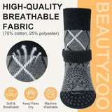 4PCS Dog Socks to Prevent Licking Paws for Hot/Cold Pavement | Puppy Boots & Paw Protectors for Hardwood Floors Anti Slip, Socks with Grippers Prevent Scratching for Senior Dog - Gray - Size L