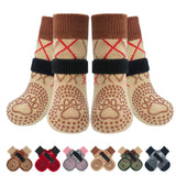 4PCS Dog Socks to Prevent Licking Paws for Hot/Cold Pavement | Puppy Boots & Paw Protectors for Hardwood Floors Anti Slip, Socks with Grippers Prevent Scratching for Senior Dog - Gray - Size L