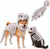 Dinosaur Skeleton Glow in Dark Dog and Cat Costume,Pet Dinosaur Costume,Plush Halloween Pet Hood Outfit - Gray - Size 35.4in In Australia - Darrahopens