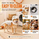 Dinosaur Skeleton Glow in Dark Dog and Cat Costume,Pet Dinosaur Costume,Plush Halloween Pet Hood Outfit - Gray - Size 35.4in