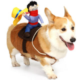 Cowboy Rider Dog Costume - Halloween Dog Costumes for Large Dogs | Breathable Material | Knight Style with Doll and Hat for | for Shepherd, Husky, Shiba Inu - Brown - Size M