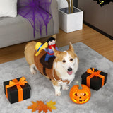 Cowboy Rider Dog Costume - Halloween Dog Costumes for Large Dogs | Breathable Material | Knight Style with Doll and Hat for | for Shepherd, Husky, Shiba Inu - Brown - Size M