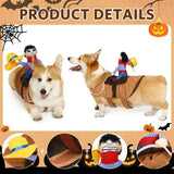 Cowboy Rider Dog Costume - Halloween Dog Costumes for Large Dogs | Breathable Material | Knight Style with Doll and Hat for | for Shepherd, Husky, Shiba Inu - Brown - Size S