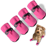 4PCS Dog Boots Paw Protector, Anti-Slip Winter Dog Shoes with Reflective Straps for Small Medium Dogs - Pink - Size 5 In Australia - Darrahopens