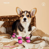 4PCS Dog Boots Paw Protector, Anti-Slip Winter Dog Shoes with Reflective Straps for Small Medium Dogs - Pink - Size 5 In Australia - Darrahopens