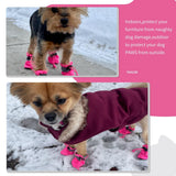 4PCS Dog Boots Paw Protector, Anti-Slip Winter Dog Shoes with Reflective Straps for Small Medium Dogs - Pink - Size 5 In Australia - Darrahopens
