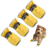 4PCS Dog Boots Paw Protector, Anti-Slip Winter Dog Shoes with Reflective Straps for Small Medium Dogs - Pink - Size 5