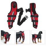 Dog Knee Brace Adjustable Dog Double Rear Leg Brace with Metal Hinged Flexible Support and Reflective Seat Belts Dog Acl Brace Hind Leg - Black - Size S