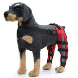 Dog Knee Brace Adjustable Dog Double Rear Leg Brace with Metal Hinged Flexible Support and Reflective Seat Belts Dog Acl Brace Hind Leg - Red - Size S