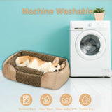 Dog Bed for Small Medium Dogs, Cat Bed for Indoor Cats. Washable Orthopedic Dog Bed. Removable Sleeping Mat, Durable Pet Bed with Anti-Slip Bottom - Camel - Size 50cmx46cm