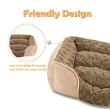 Dog Bed for Small Medium Dogs, Cat Bed for Indoor Cats. Washable Orthopedic Dog Bed. Removable Sleeping Mat, Durable Pet Bed with Anti-Slip Bottom - Camel - Size 63cm×53cm
