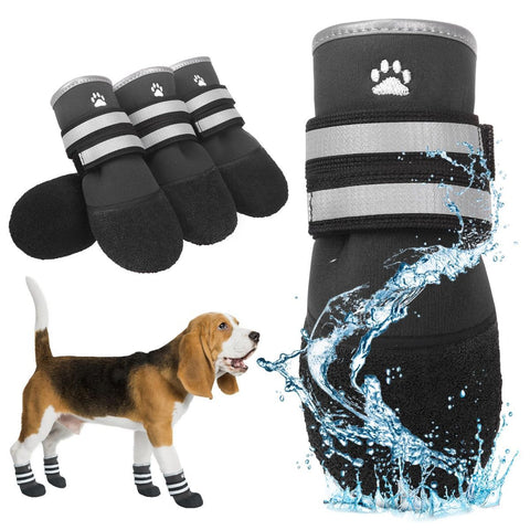 Dog Shoes for hot/Cold Pavement, Waterproof Dog Booties to Prevent Licking for Small Medium Large Size Dogs, Anti-Slip Dogs Boots & Paw Protectors Socks for Hardwood Floor - Black - Size 3 In Australia - Darrahopens