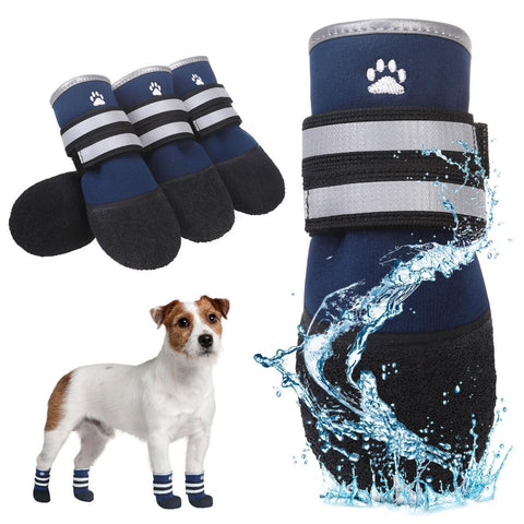 Dog Shoes for hot/Cold Pavement, Waterproof Dog Booties to Prevent Licking for Small Medium Large Size Dogs, Anti-Slip Dogs Boots & Paw Protectors Socks for Hardwood Floor - Blue - Size 5