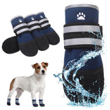 Dog Shoes for hot/Cold Pavement, Waterproof Dog Booties to Prevent Licking for Small Medium Large Size Dogs, Anti-Slip Dogs Boots & Paw Protectors Socks for Hardwood Floor - Green - Size 4