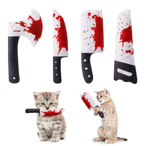 4Pcs Cat Toys, Horror Halloween Knife-Shaped Kitten Catnip Crinkly Sound Toys, Indoor Exercise for All Cat Breeds 6.5 Inches | Crinkly Sound Toys, Indoor Exercise for All Cat Breeds 6.5 Inches In Australia - Darrahopens
