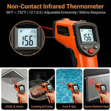 Digital Infrared Thermometer Gun -58°F to 1112°F, Non Contact Infrared Thermometer Laser Temperature Gun for Cooking, BBQ, Pizza Oven, Griddle, HVAC,Instant-Read with Backlit Display (Not for Human) In Australia - Darrahopens