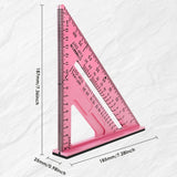 7 Inch Woodworking Triangle Ruler, Metric and Imperial Plastic Carpenter Square, Precision Right Angle Measuring Ruler, Clear Scale Square Protractor for Woodworking and Carpentry - Pink