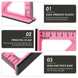 7 Inch Woodworking Triangle Ruler, Metric and Imperial Plastic Carpenter Square, Precision Right Angle Measuring Ruler, Clear Scale Square Protractor for Woodworking and Carpentry - Pink