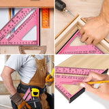 7 Inch Woodworking Triangle Ruler, Metric and Imperial Plastic Carpenter Square, Precision Right Angle Measuring Ruler, Clear Scale Square Protractor for Woodworking and Carpentry - Yellow