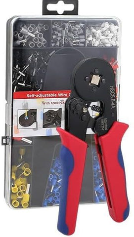 1200-Piece Tubular Crimp Terminal & 6-4A Crimping Pliers Set with Case In Australia - Darrahopens