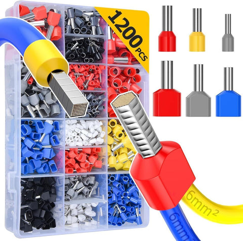 TE 1200PCS Double Wire Ferrule Terminals Kit Pre-Insulated Crimp Connector Set In Australia - Darrahopens