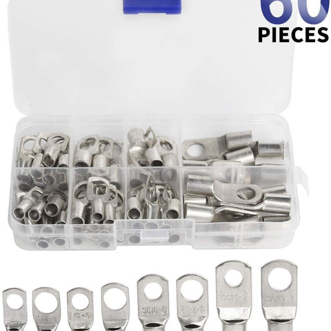 SC6-25 Series Copper Cable Lug Connectors, Silver-Tone, 60pcs In Australia - Darrahopens