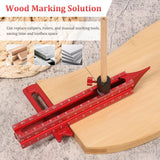 4 Sided Scribing Tool, Aluminum Alloy 4 Sided Scale Guiding Ruler, Leveling Ruler with Magnetic Base, Multi-Purpose Woodworking Marking Tool for DIY, Woodworking, Carpentry