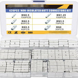 420PCS Non-Insulated Butt Connectors Kit - 6 Sizes BN0.5 to BN8 In Australia - Darrahopens