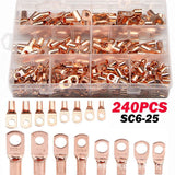 240pcs SC Open-Mouth Bare Copper Terminals + HS-50B Crimping Pliers Set - Gold - HS-50B Crimping Pliers In Australia - Darrahopens