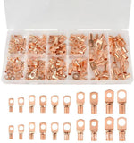 240pcs SC Open-Mouth Bare Copper Terminals + HS-50B Crimping Pliers Set - Gold - SC Inspection Hole Copper Lug In Australia - Darrahopens