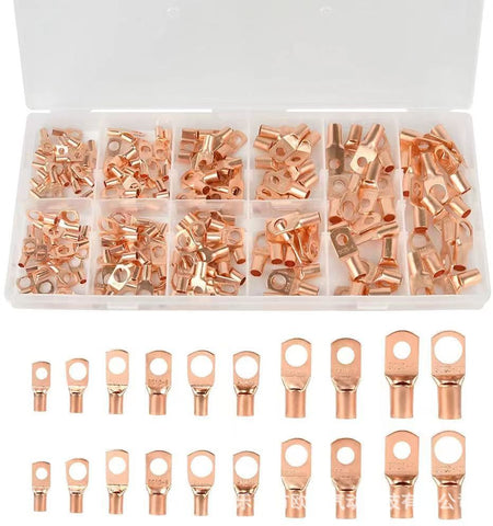 240pcs SC Open-Mouth Bare Copper Terminals + HS-50B Crimping Pliers Set - Gold - SC Inspection Hole Copper Lug In Australia - Darrahopens