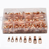 240pcs SC Open-Mouth Bare Copper Terminals + HS-50B Crimping Pliers Set - Gold - SC Inspection Hole Copper Lug