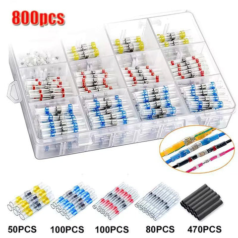 Waterproof Solder Ring Heat Shrink Middle Connector Solder Terminal Electrical - Multi - Size 800Pcs In Australia - Darrahopens