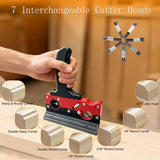 Multi-Blade Woodworking Chamfer Plane - Hand Planer for Edge Trimming & Corner Flattening, Adjustable Depth Fast Trimming Wood Planer with 7 Cutter Heads & Bubble Levels for DIY & Professional Use