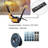Steel Strapping Tool A333 Stainless Manual Belt Packaging Banding Machine Metal Free Buckle Packing for Width 1/2" 5/8" 3/4" Sealless Combination Tools