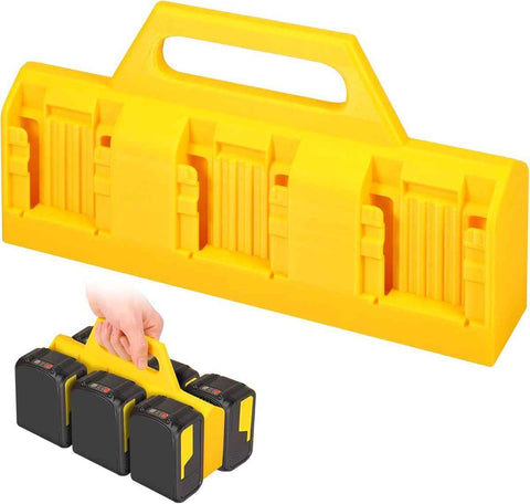Battery Carrying Holder for 18V/14.4V, Portable Battery Case with Handle, Battery Organizer for Easy and Transport, Ideal for Tool Bags & Job Sites - Yellow - Size 6 Slots In Australia - Darrahopens