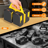 Battery Carrying Holder for 18V/14.4V, Portable Battery Case with Handle, Battery Organizer for Easy and Transport, Ideal for Tool Bags & Job Sites - Yellow - Size 6 Slots