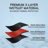 3MM Men's Full Wetsuit – 4-Way Stretch, UPF 50+, Thermal & Scratch Resistant for Diving & Surfing - Black - Size L