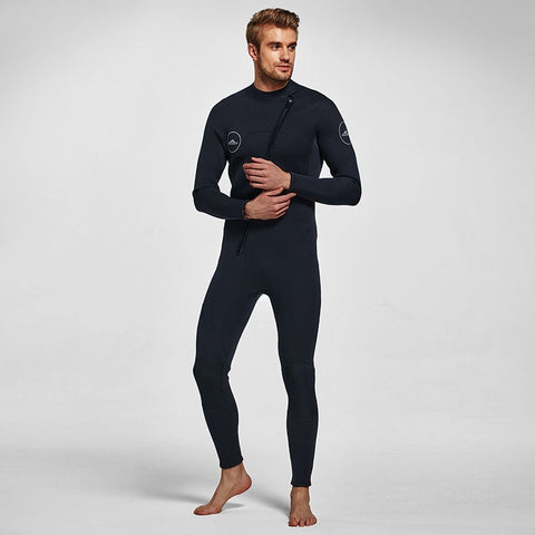 3MM Men's Full Wetsuit – 4-Way Stretch, UPF 50+, Thermal & Scratch Resistant for Diving & Surfing - Black - Size M