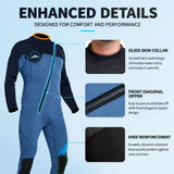 3MM Men's Full Wetsuit – 4-Way Stretch, UPF 50+, Thermal & Scratch Resistant for Diving & Surfing - Gray - Size XL
