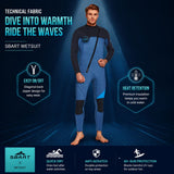 3MM Men's Full Wetsuit – 4-Way Stretch, UPF 50+, Thermal & Scratch Resistant for Diving & Surfing - Gray - Size XXL