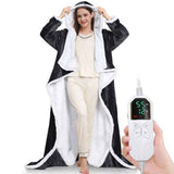 Wearable Heated Blanket Portable with Sleeves & Foot Pocket - Electric Snuggle Throw Blanket, 8 Heat Settings, 1-12H Auto Shut-Off, 50"x70"+14" Electric Blanket, for Her/Him/Family