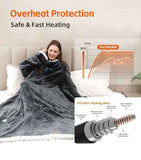 Wearable Heated Blanket Portable with Sleeves & Foot Pocket - Electric Snuggle Throw Blanket, 8 Heat Settings, 1-12H Auto Shut-Off, 50"x70"+14" Electric Blanket, for Her/Him/Family