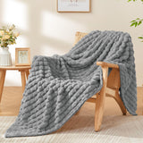 Updated Grey Throw Blanket for Couch and Bed- Super Soft and Warm 3D Checkered Fluffy Fuzzy Fleece Blanket, Luxurious Plush Cozy Blanket for Room Decor Spring - Gray - Size 120cm*200cm In Australia - Darrahopens