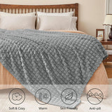 Updated Grey Throw Blanket for Couch and Bed- Super Soft and Warm 3D Checkered Fluffy Fuzzy Fleece Blanket, Luxurious Plush Cozy Blanket for Room Decor Spring - Gray - Size 120cm*200cm