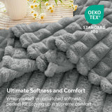Updated Grey Throw Blanket for Couch and Bed- Super Soft and Warm 3D Checkered Fluffy Fuzzy Fleece Blanket, Luxurious Plush Cozy Blanket for Room Decor Spring - Gray - Size 180cm*200cm